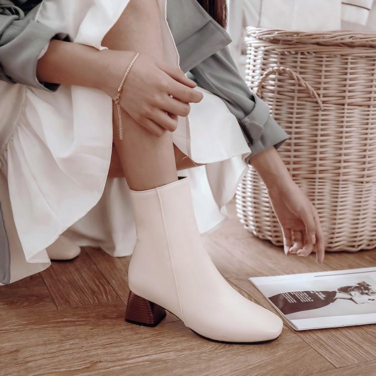 女靴棕色方头工作大码28fjgh