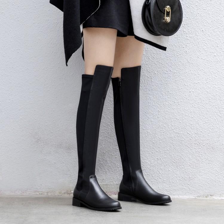 mk低跟真皮大小码女靴子