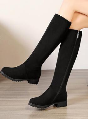 外贸秋冬女靴磨砂靴子拉链低跟高筒靴特大码女靴 40-43 44-48 HDC