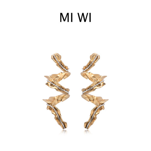 MIWI迷为花浪系列丝带金蛇耳环女