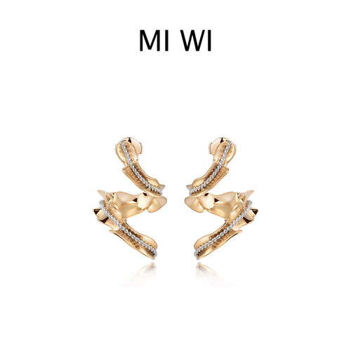 MIWI迷为花浪系列丝带金蛇耳环女