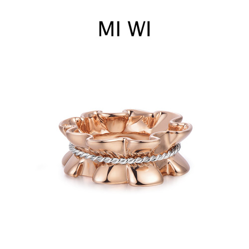 MIWI迷为花浪系列波浪金麻花戒指