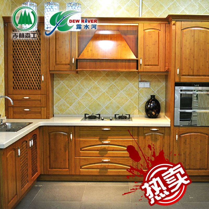 郑州露水河整体厨房橱柜定做中式复古竹子厨柜全屋定制石英石台面