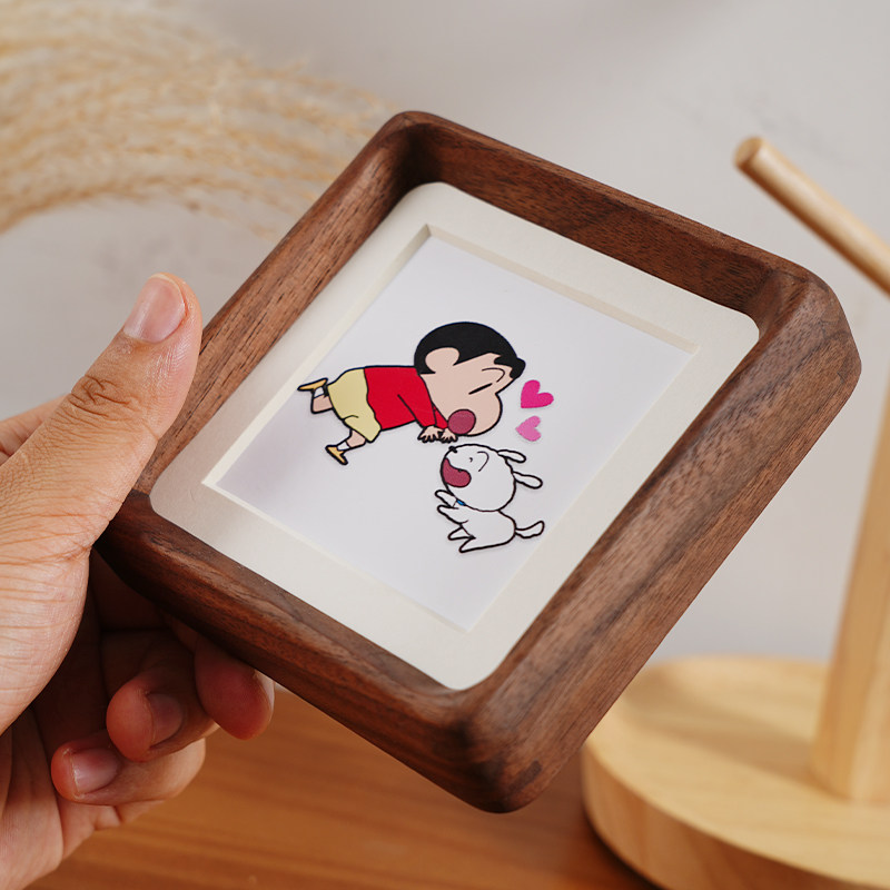 迷你实木榫卯黑胡桃相框摆台儿童洗照片做成小摆件diy拍立得画框