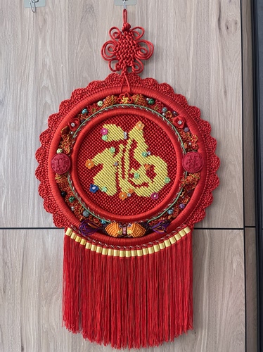 原创独家全手工中国结艺术挂件圆形福字大号民族特色53*90
