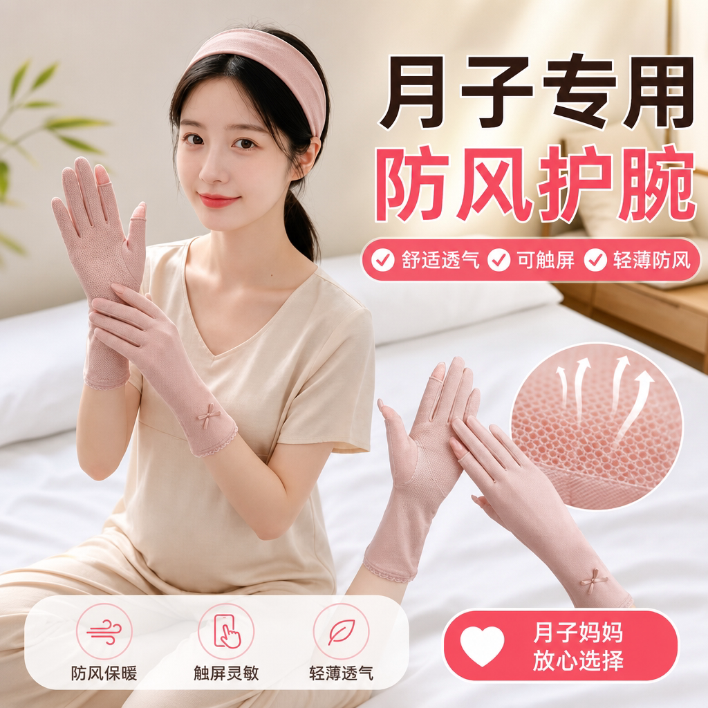 产妇月子专用手套夏防风可触屏夏