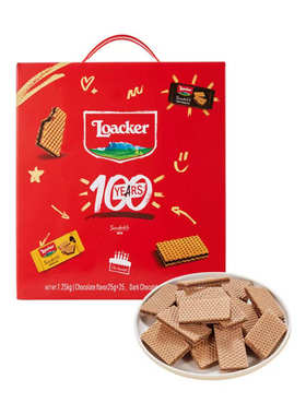 会员代购莱家混合巧克力味薄脆威化饼干巧克力与黑巧夹心双味礼盒