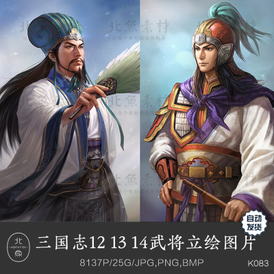游戏三国志12 13 14武将立绘素材 武将大臣古代英雄人物原画参考