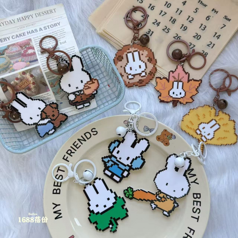 秋冬复古可爱像素小兔钥匙扣挂件