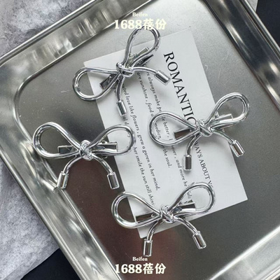 时尚高级感银色蝴蝶结发夹ins简
