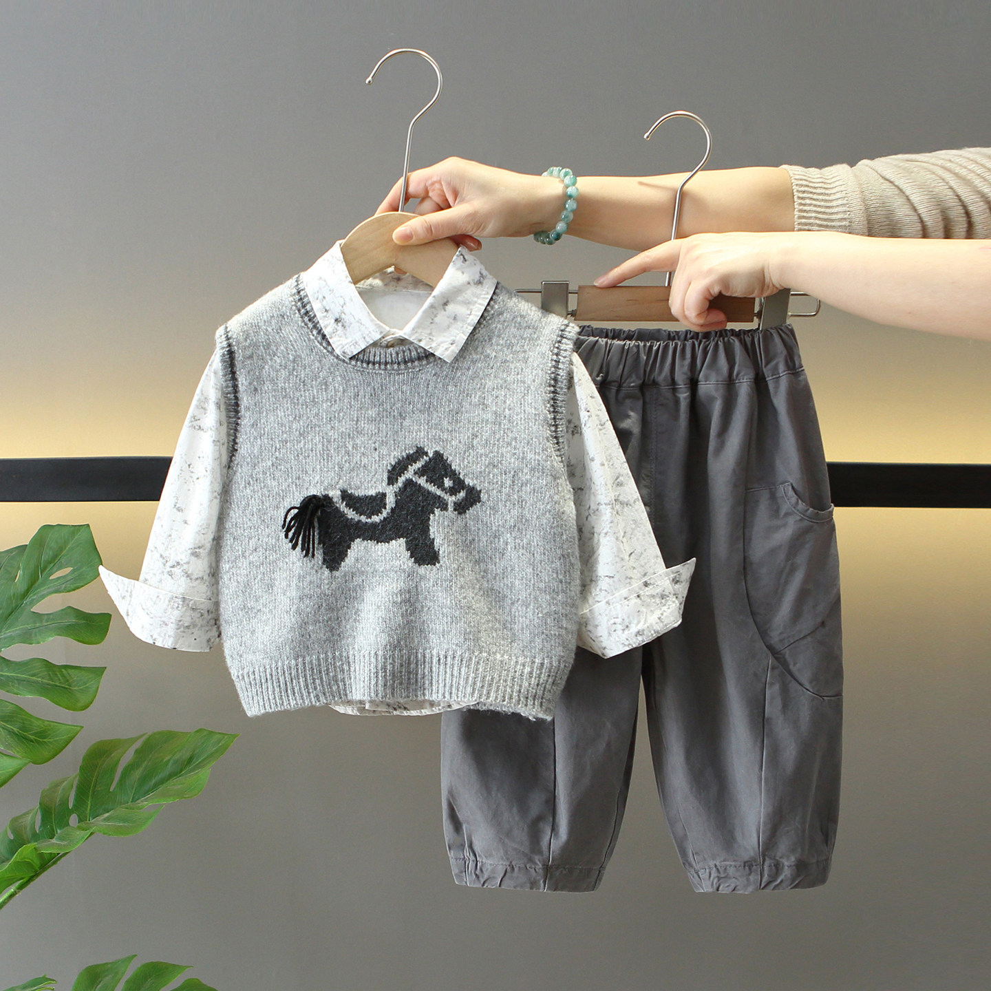 儿童春秋装毛衣马甲三件套2025新款男童春季韩版套装宝宝酷帅衣服,童装/婴儿装/亲子装,套装,淘宝优惠券,粉丝福利购,淘宝优惠卷