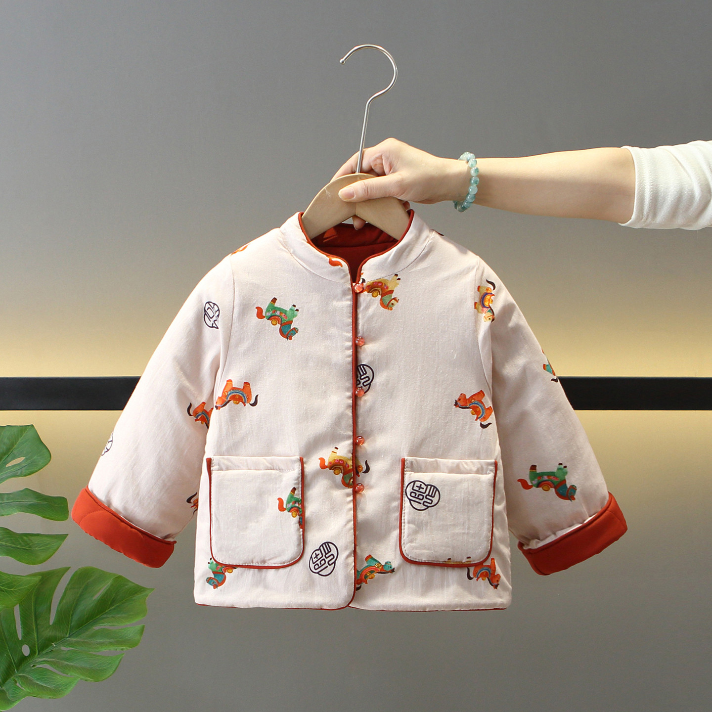 男童冬季夹棉国风棉衣外套拜年服