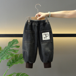 加绒牛仔裤 子男孩酷帅炸街时髦长裤 2025新款 裤 潮 儿童冬装 男童冬季