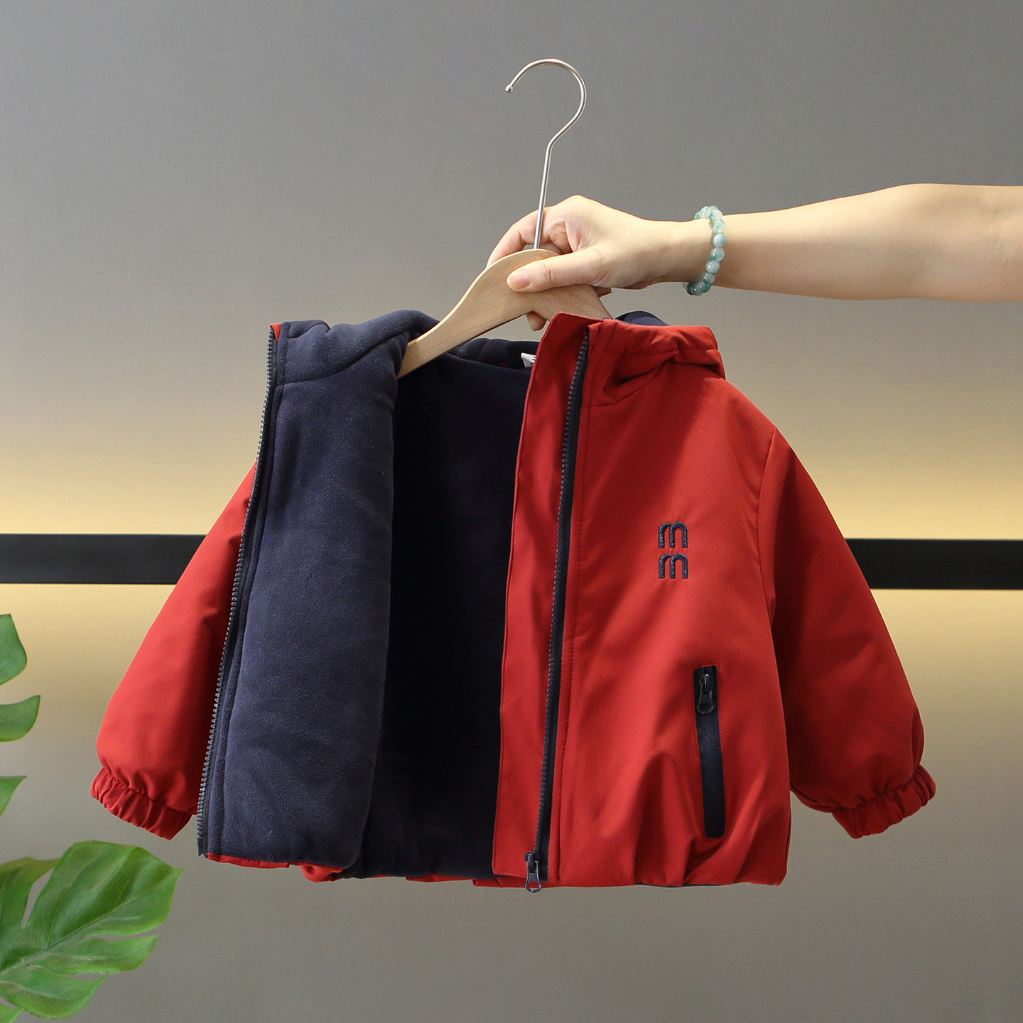 男童冬季加绒加厚时髦棉服外套潮