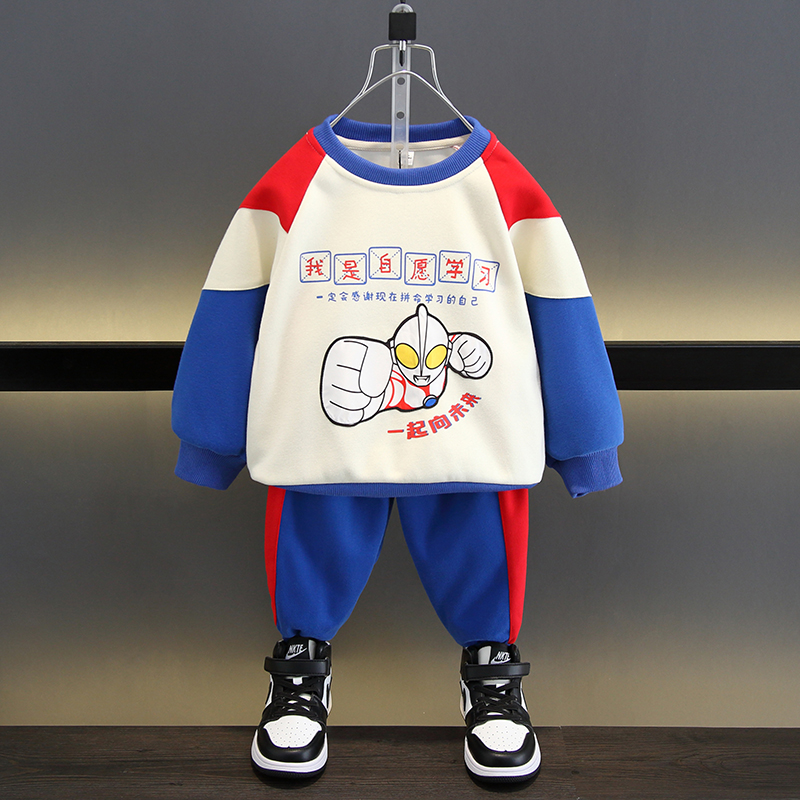 奥特曼衣服男童秋装套装2023新款酷帅宝宝秋季时髦儿童卡通两件套