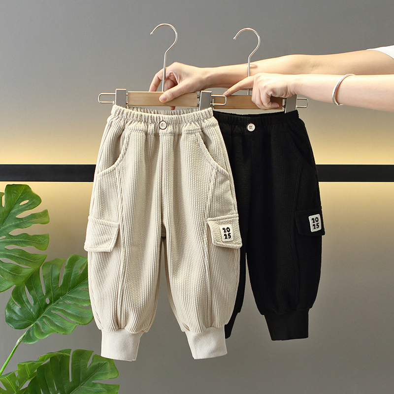 男童冬季休闲一体绒裤子