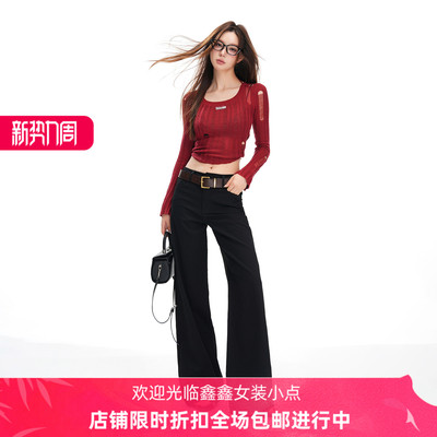 25秋冬季新款 松弛感美式低腰拖地高级感阔腿西装裤女黑色长裤