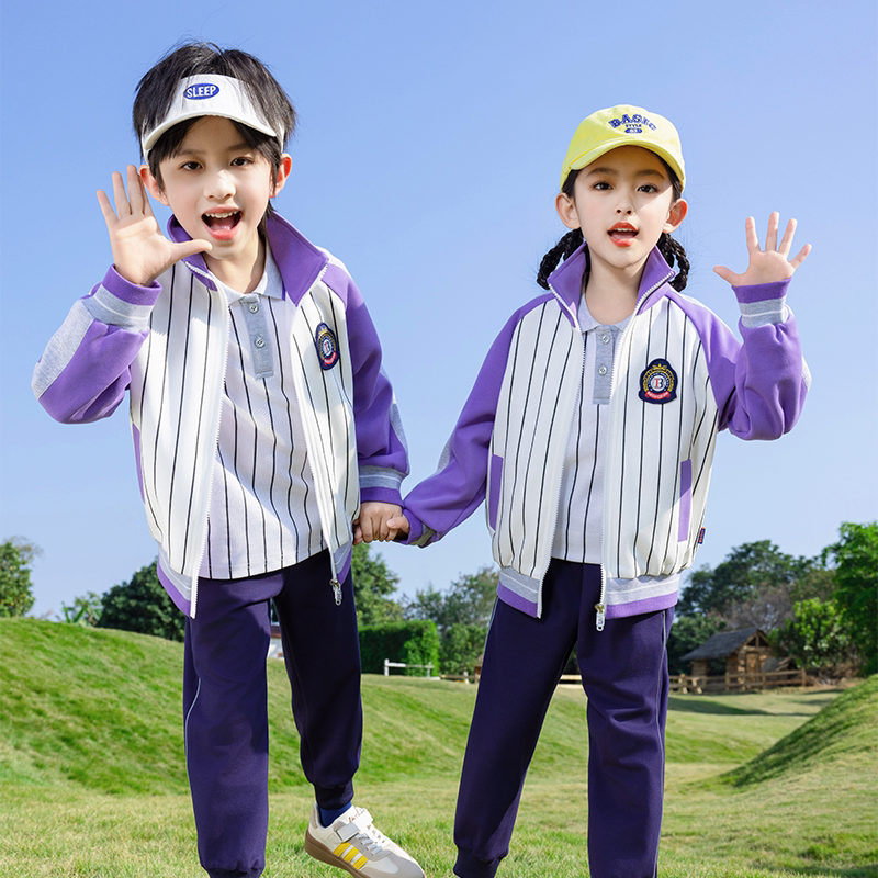 儿童运动套装棒球服小学生校服幼儿园园服班服秋冬季冲锋衣三件套