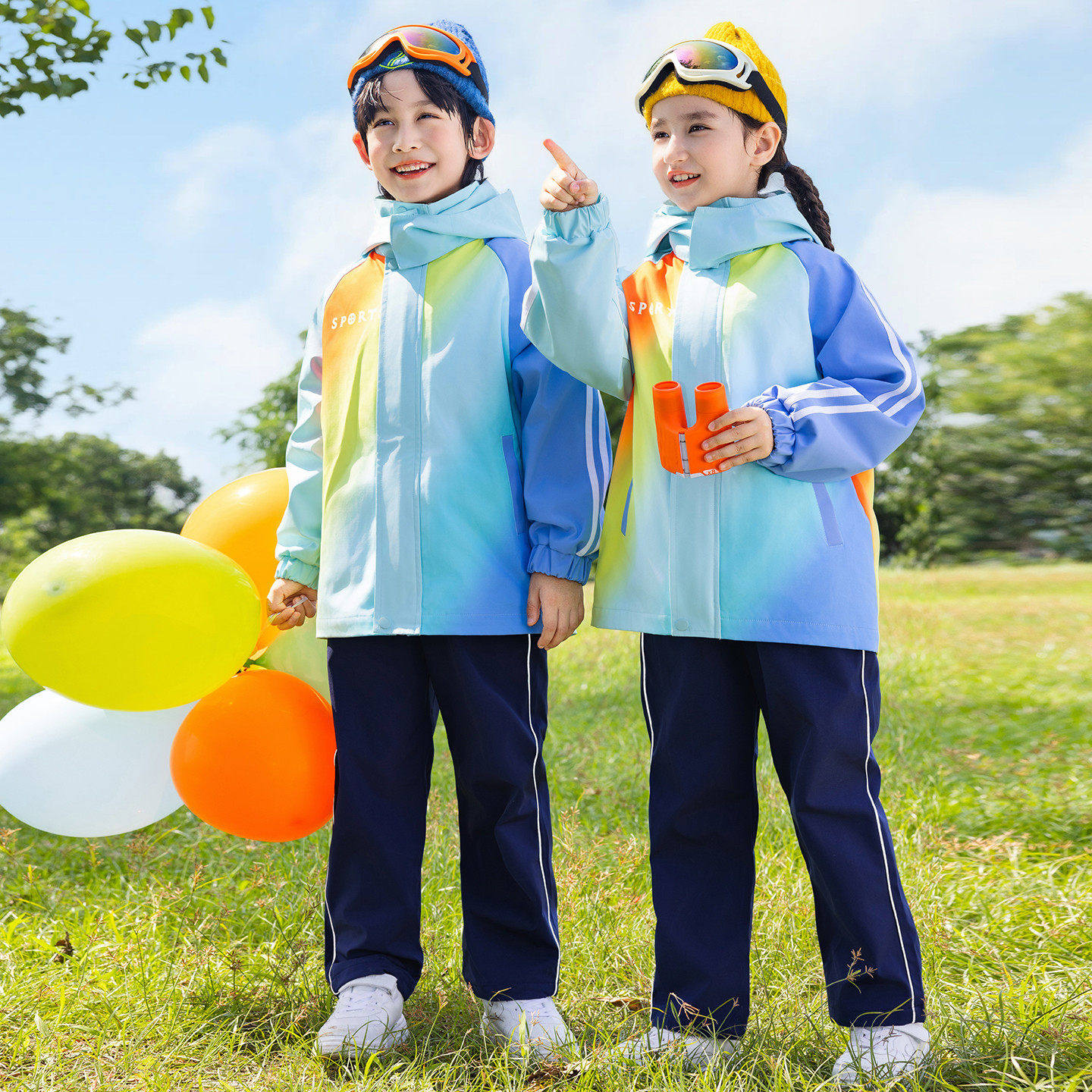 幼儿园园服秋冬季儿童冲锋衣学院风三件套大班班服套装小学生校服