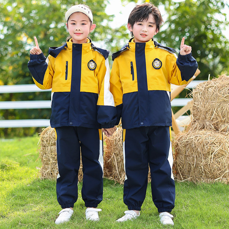 高中小学生校服秋冬季冲锋衣可脱卸三合一班服幼儿园园服加厚防寒