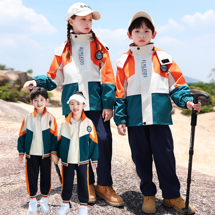 小学生校服儿童冲锋衣三合一户外秋冬装可拆卸防风衣校服班服园服