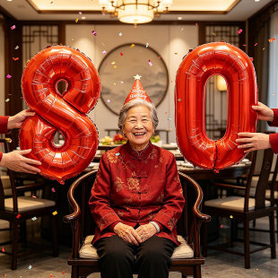 老人八十大寿宴布置70祝寿红色大数字气球装饰60生日装饰拍照道具