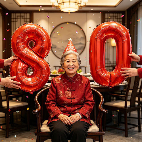 老人八十大寿宴布置70祝寿红色大数字气球装饰60生日装饰拍照道具
