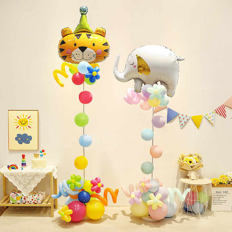 动物气球立柱地飘宝宝周岁生日装饰派对幼儿园六一儿童节场景布置