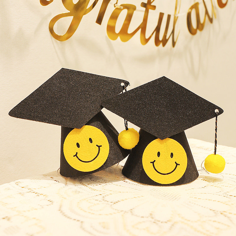 毕业季博士帽子学士帽大学拍照道具幼儿园晚会派对典礼布置装饰品