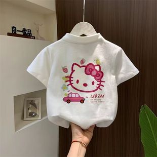 t全棉 纯棉polo领T恤儿童短袖 2025夏季 上衣洋气印花卡通吸汗衫 童装