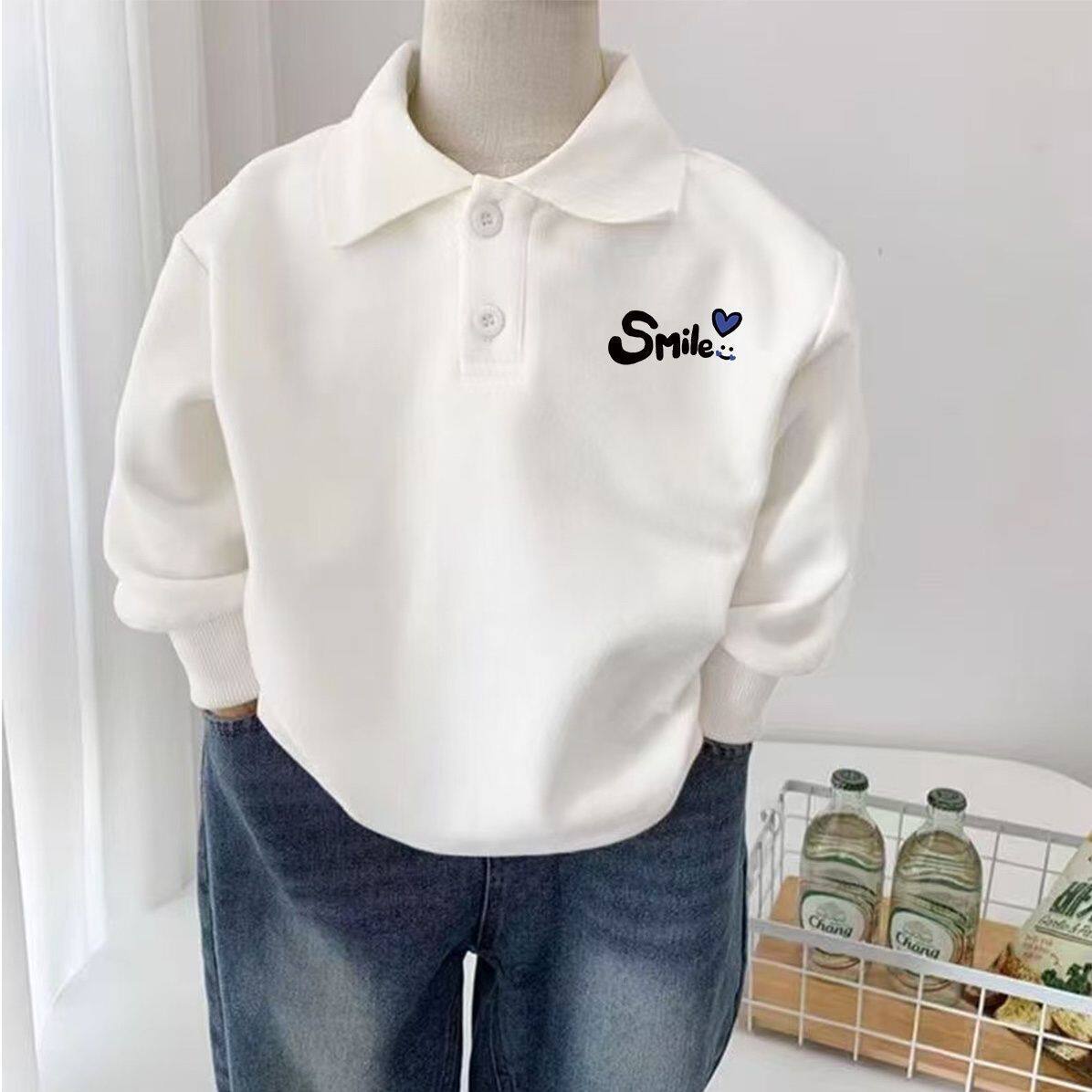 纯棉儿童装翻领长袖t恤男女童加绒休闲卫衣中大童洋气polo衫上衣