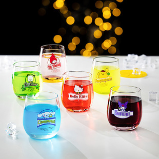 helloKitty玻璃杯ins风渐变高颜值果汁杯夏季 家用可爱女生水杯子