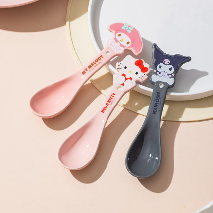 hellokitty陶瓷调羹可爱喝汤匙家用勺子高颜值儿童饭勺创意甜品勺