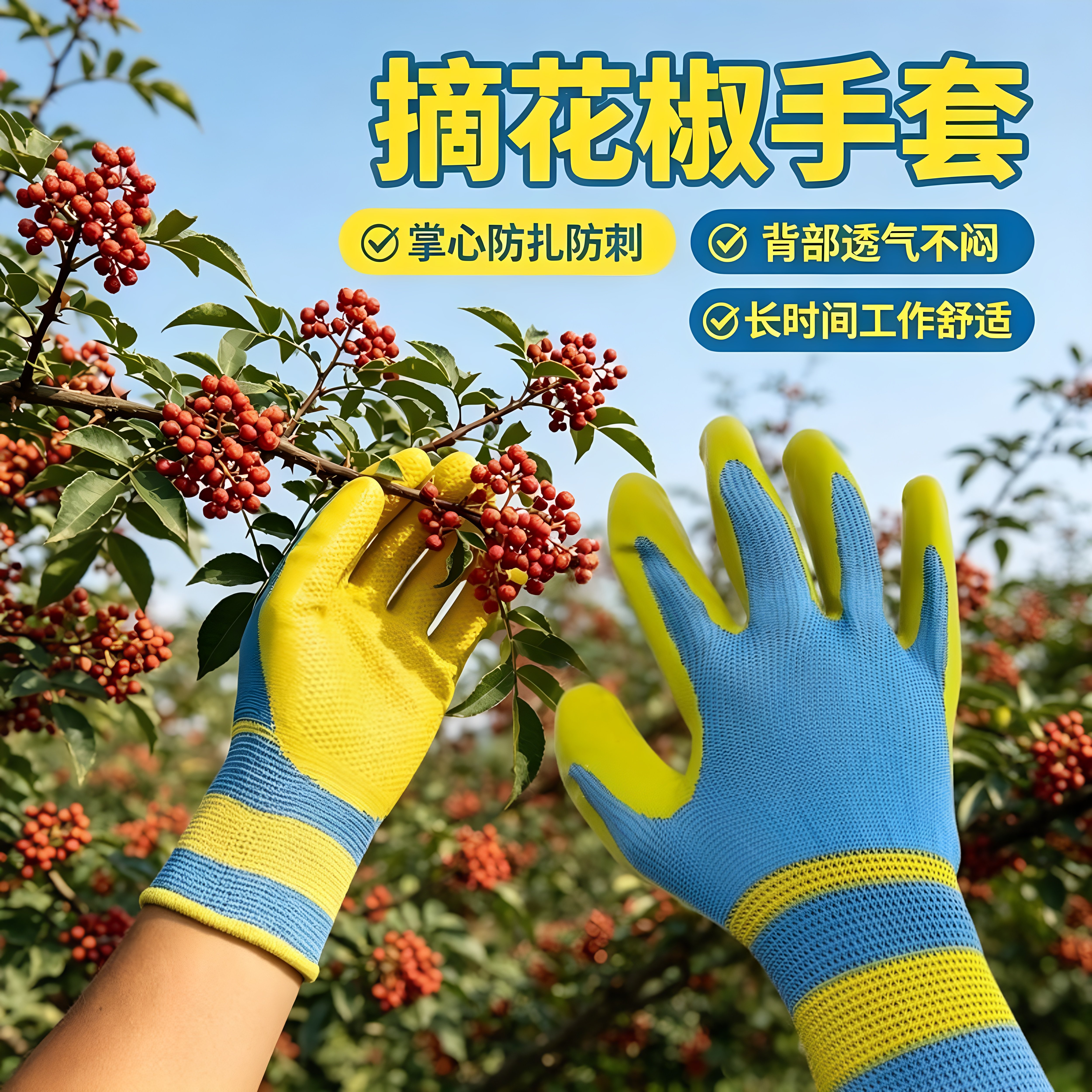 摘花椒手套耐磨防刺采摘神器防扎藤椒防割不扎手夏季透气舒适耐用