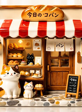 猫咪面包店树脂立体浮雕冰箱贴