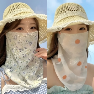 夏天小碎花防晒面罩女士旅游挂耳易呼吸全脸护颈骑车口罩遮阳面纱