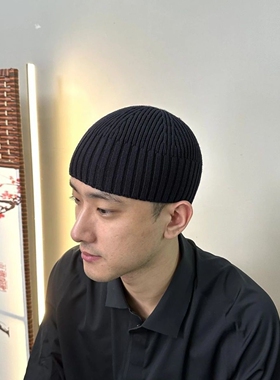 帽子男士瓜皮帽冬骑行针织女保暖防寒毛线帽户外光头帽光板地主帽