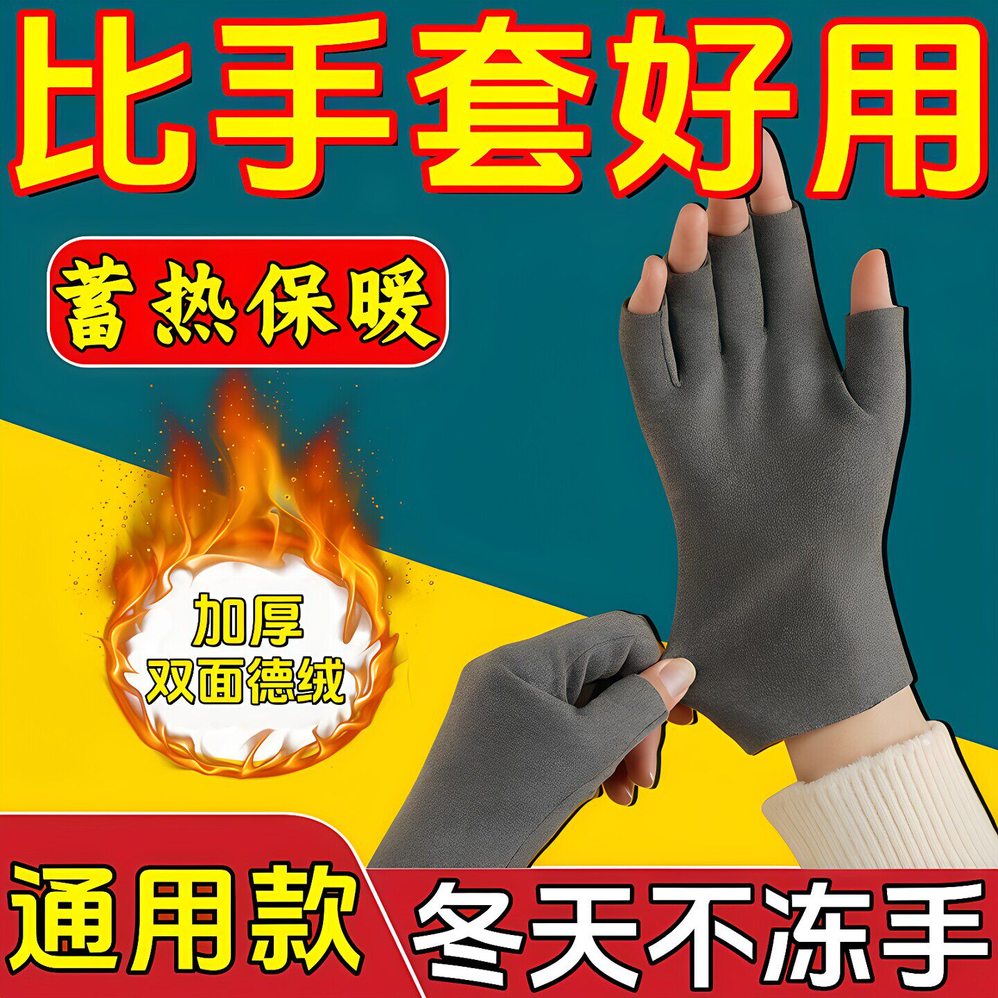 德绒保暖露二指头触屏女士秋冬季