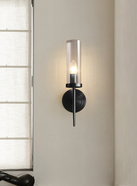 法式轻奢壁灯复古客厅黑色墙灯简约美式极简洗手间走廊卧室床头灯