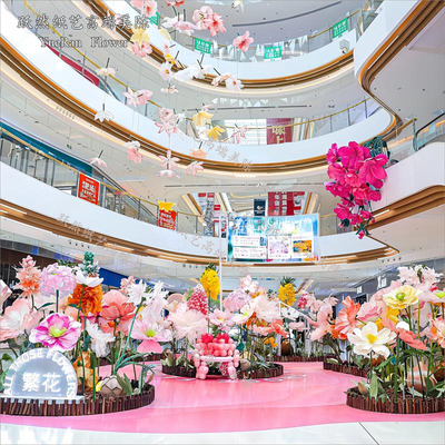 高端商场全套dp点中庭繁花主题巨大型纸艺花装饰美陈布置氛围道具