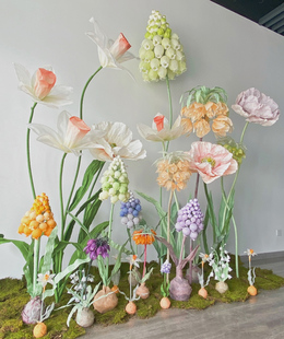 节庆商场布置店铺橱窗装饰手工大型仿真落地纸花艺绮梦花絮花园