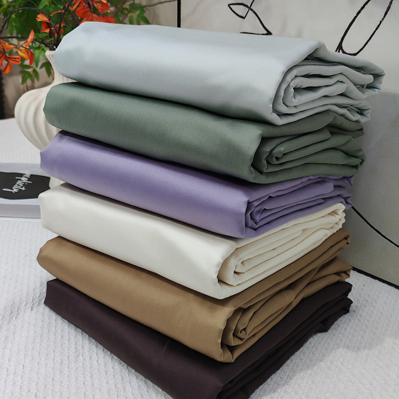 出口欧美100全棉床单1000根轻奢纯色贡缎纯棉睡单长绒棉双人特价