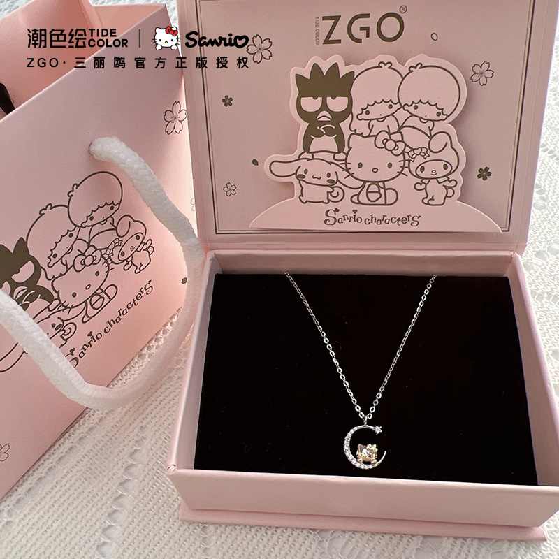 潮色绘三丽鸥HelloKitty纯银项链女哈喽凯蒂猫520情人节生日礼物 饰品/流行首饰/时尚饰品新 项链 原图主图