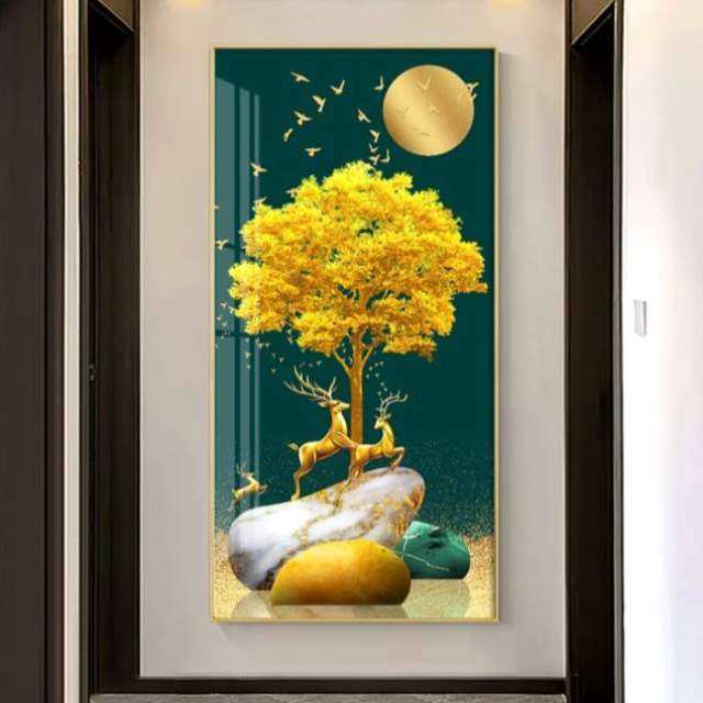 墙布走廊新款影视背景壁画道壁纸过立体招财玄关装饰金黄麋鹿墙纸,家装主材,定制壁画,淘宝优惠券,粉丝福利购,淘宝优惠卷