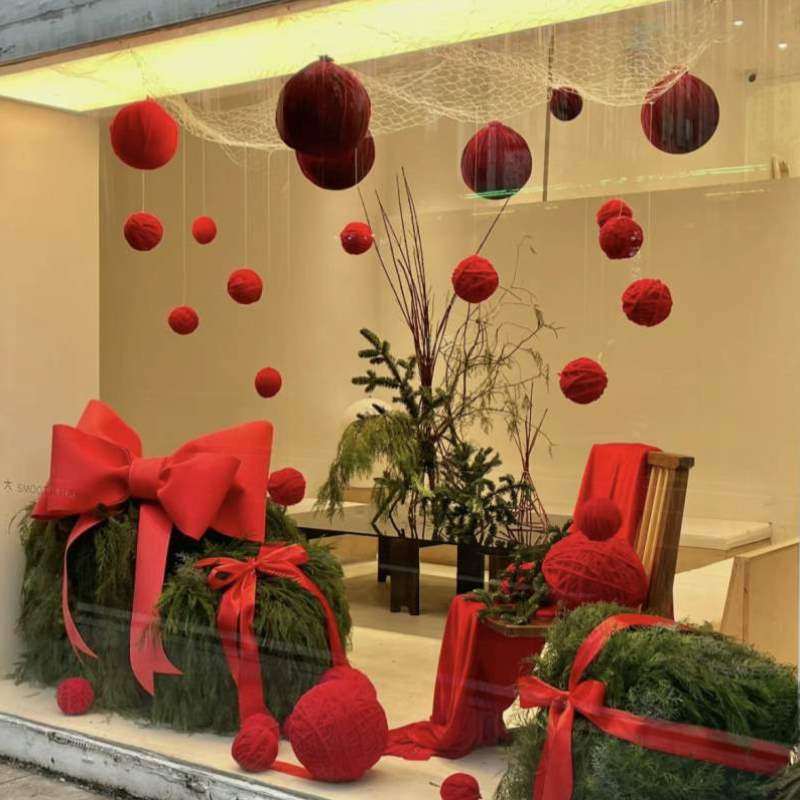 球泡沫毛线装饰打卡点婚礼橱窗道具红色新年丝绒布陈列布景布置美,家居饰品,装饰摆件,淘宝优惠券,粉丝福利购,淘宝优惠卷