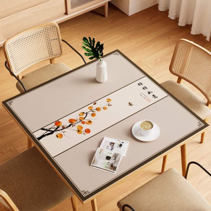 中防水正方形古风免洗桌布防油台布八仙桌餐桌方桌四垫垫茶几皮革