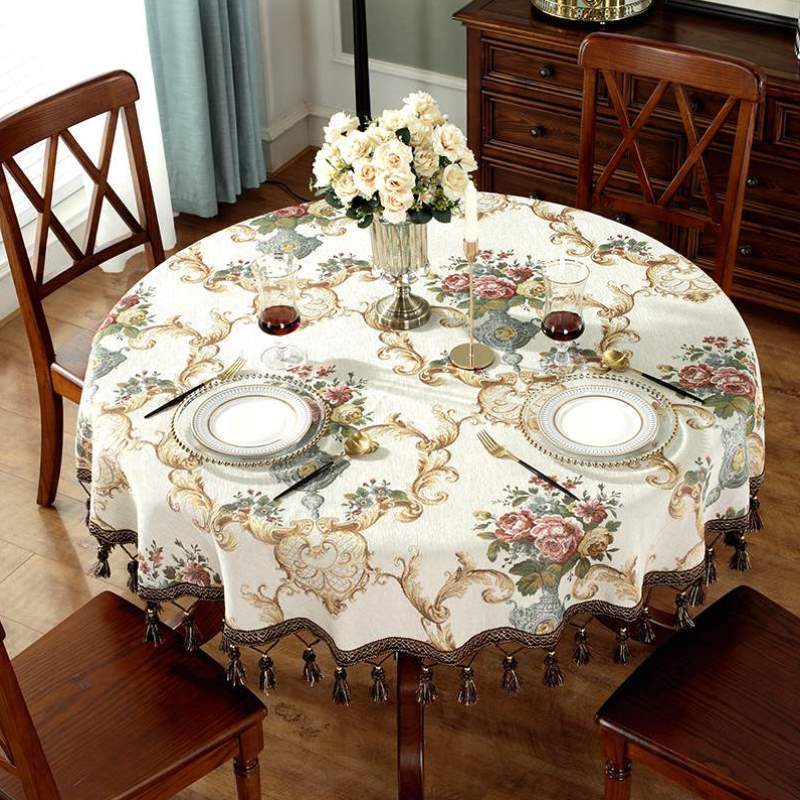 布布桌子装饰圆形台布茶几欧式大圆桌布客厅家用蓝色餐桌茶几艺圆