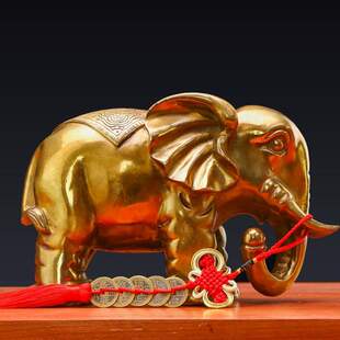 大象走廊卧室乔迁铜象纯铜吉象开业摆件客厅一对结婚玄关吸水摆件
