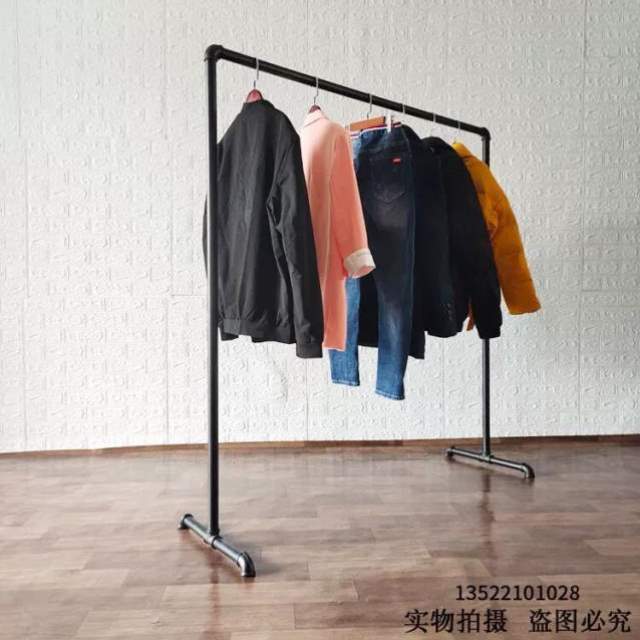 简易卧室晾衣架家用室外服装店晾衣服单单杆双杆钢管落地挂衣架