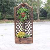 槽花槽户外架花隔断花架爬藤木碳化花箱阳台栅栏网格防腐木花盆